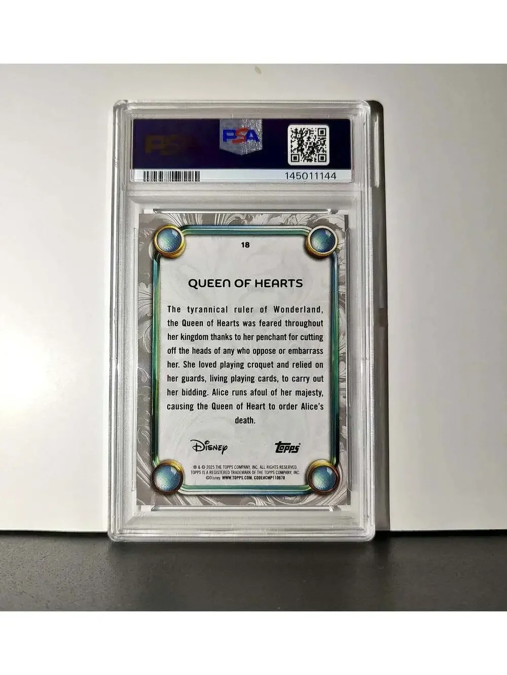 Queen of Hearts 2025 Topps Disney #18 Winter Variant Card Alice inland PSA 8